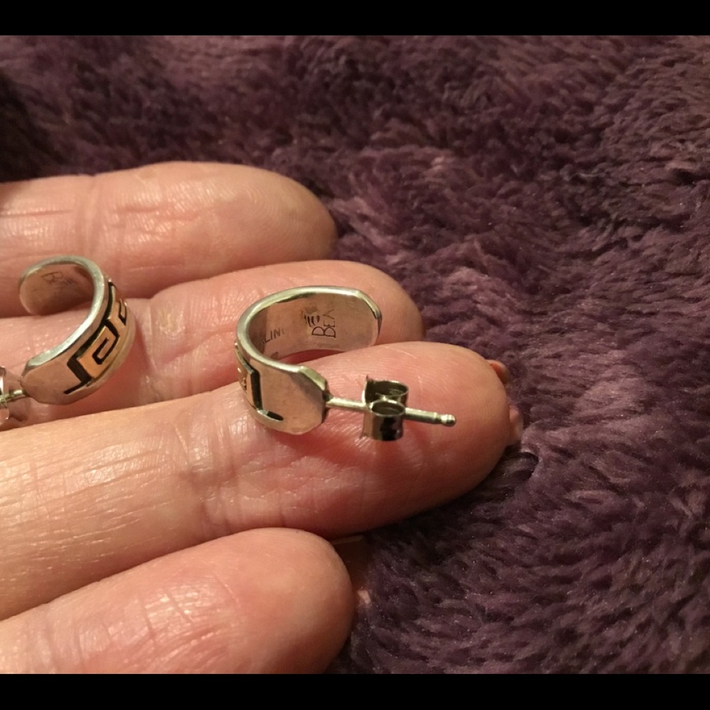 925 & 14Kt Y/Gold Native American Half Hoop Earrings! - Picture 6 of 9